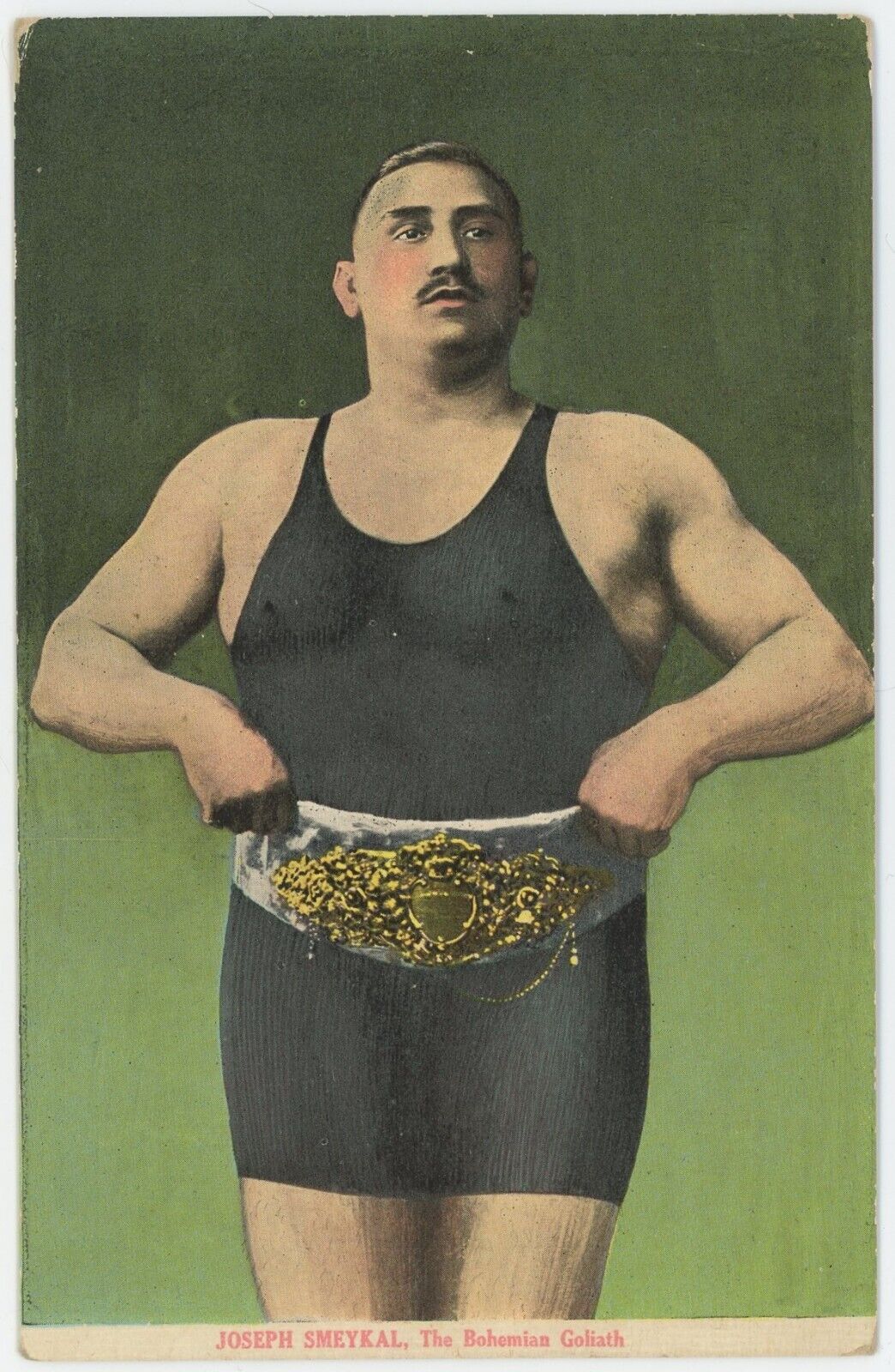 * AWESOME * Early 1900\'s Wrestling Postcard - Joesph Smejkal - Iowa Match