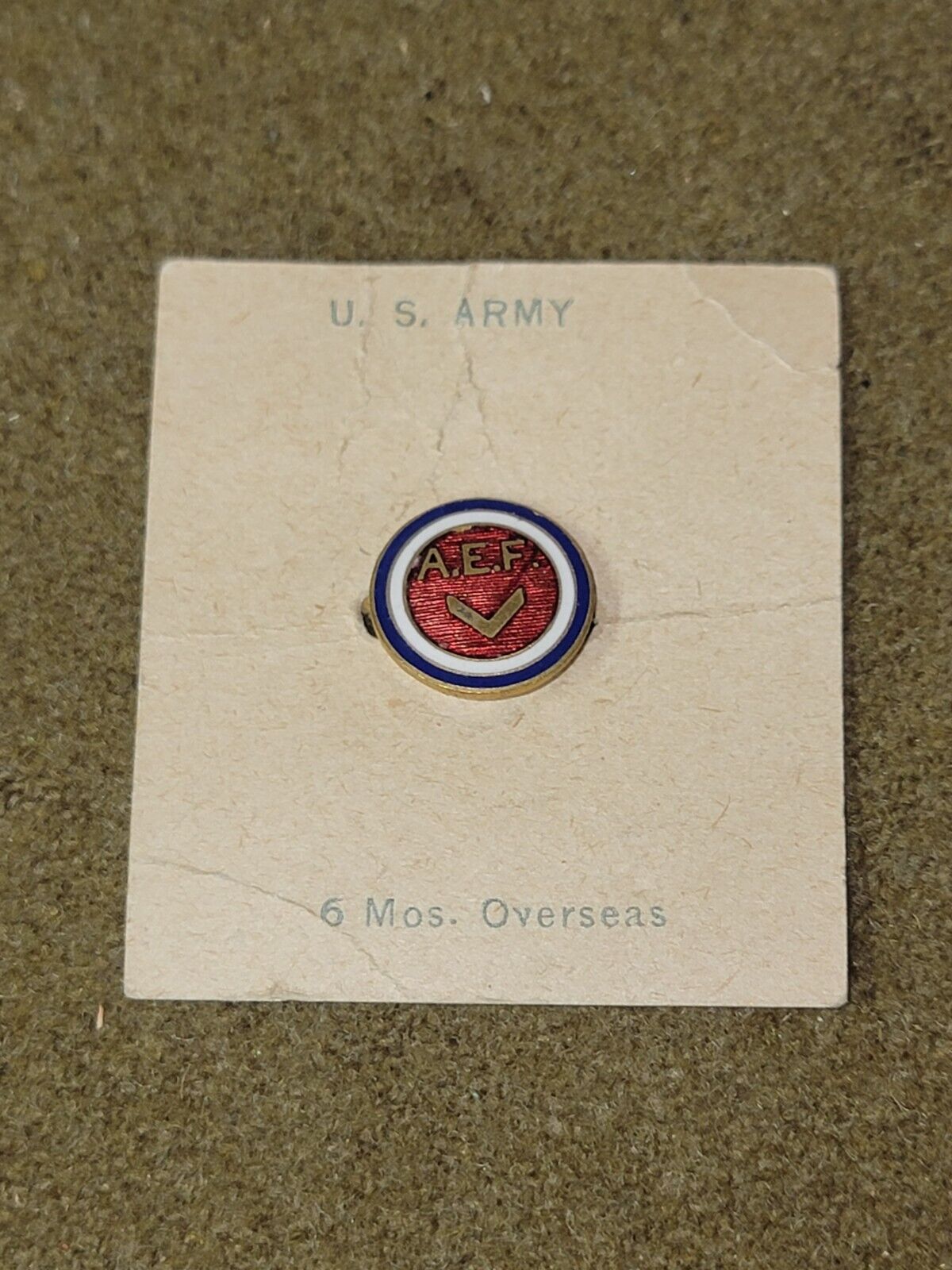 WWI AEF 6 Mos. Overseas Pin