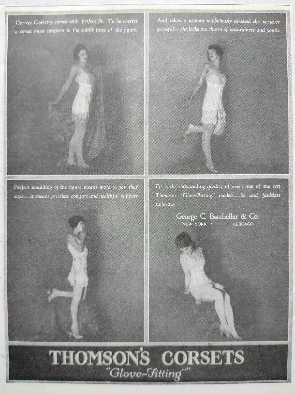 1921 Thomsons Corsets Sexy Flapper Girl Photos Lingerie Batcheller Vtg Print Ad