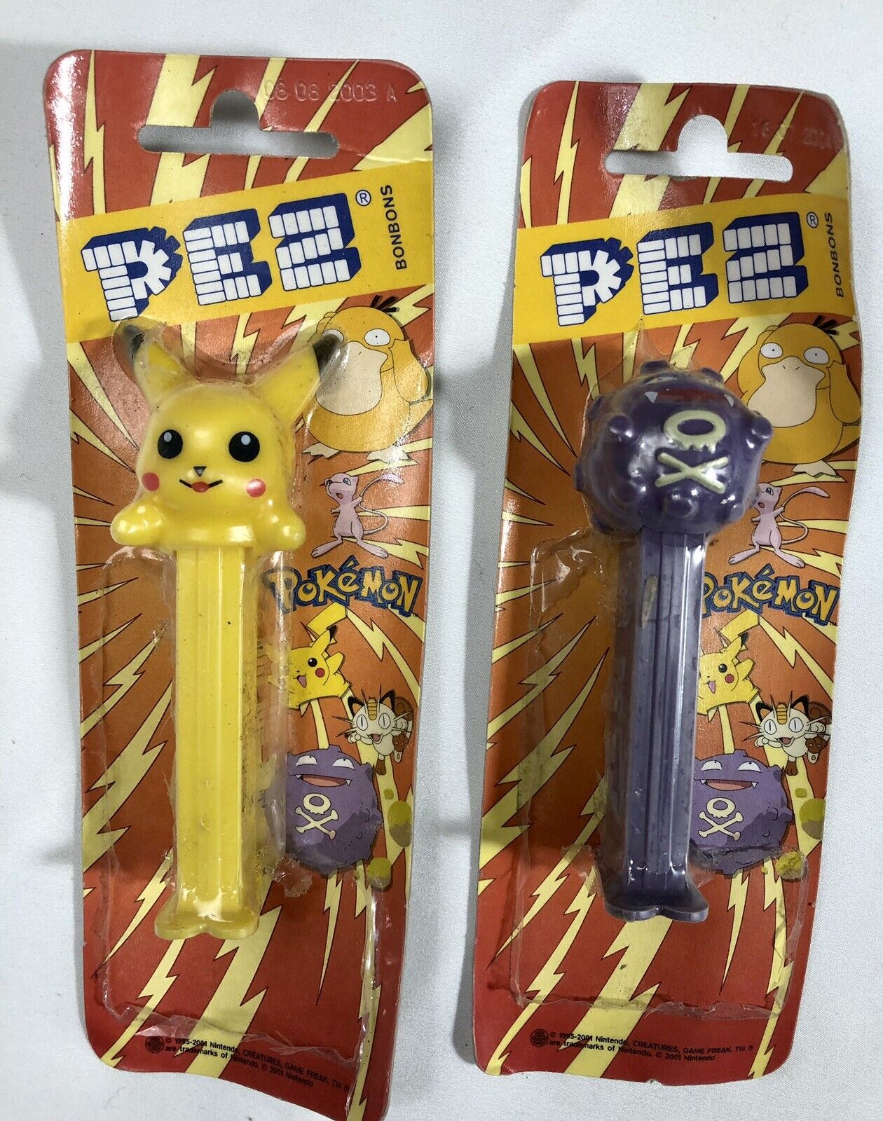 Pez Pokémon Dispensers 2001 Pikachu &  Koffing 2 Piece Lot Pez Europe Austria