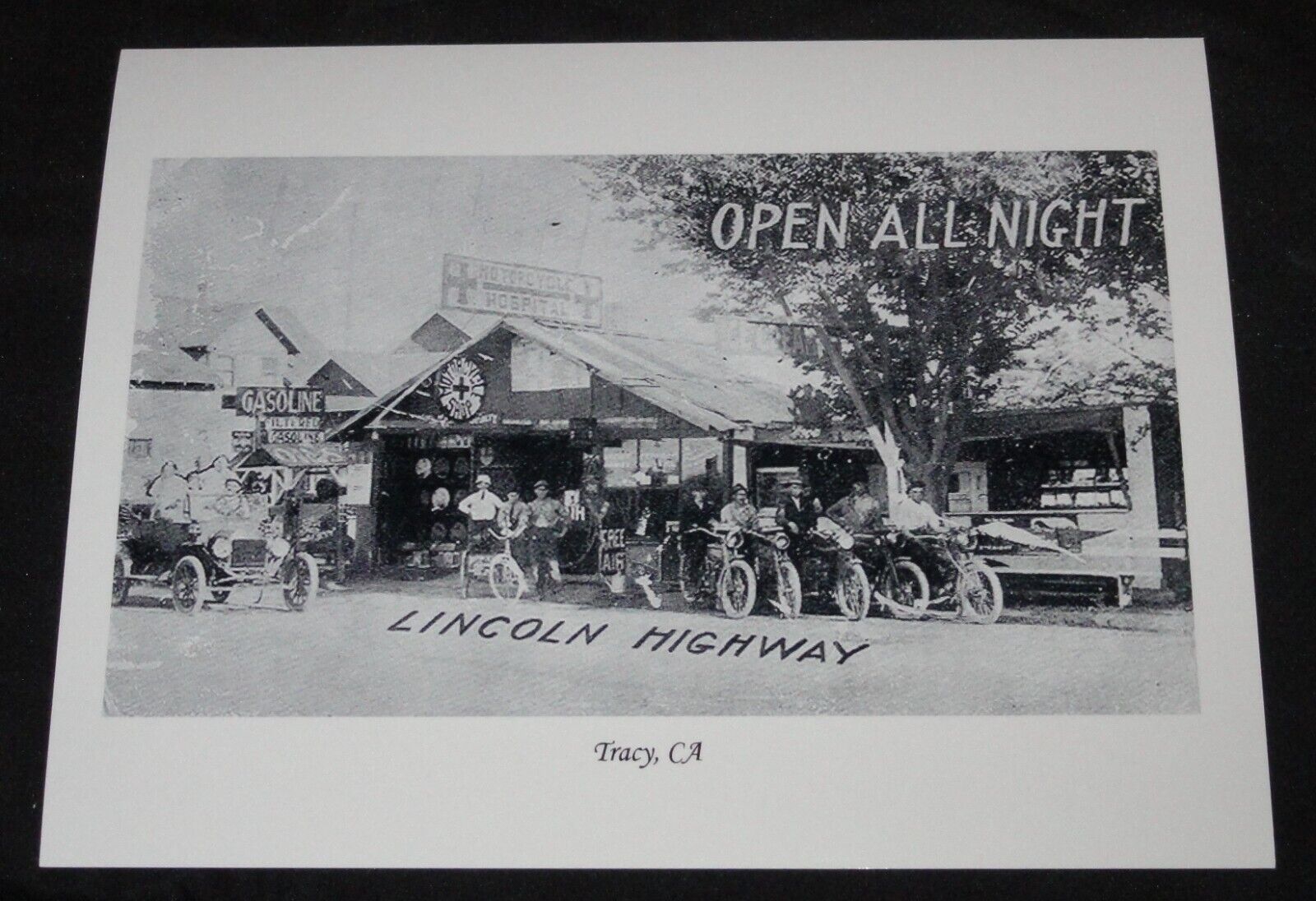 Early Photo Copy ~ Motorcycle Hospital Lincoln Highway ~ Tracy Ca