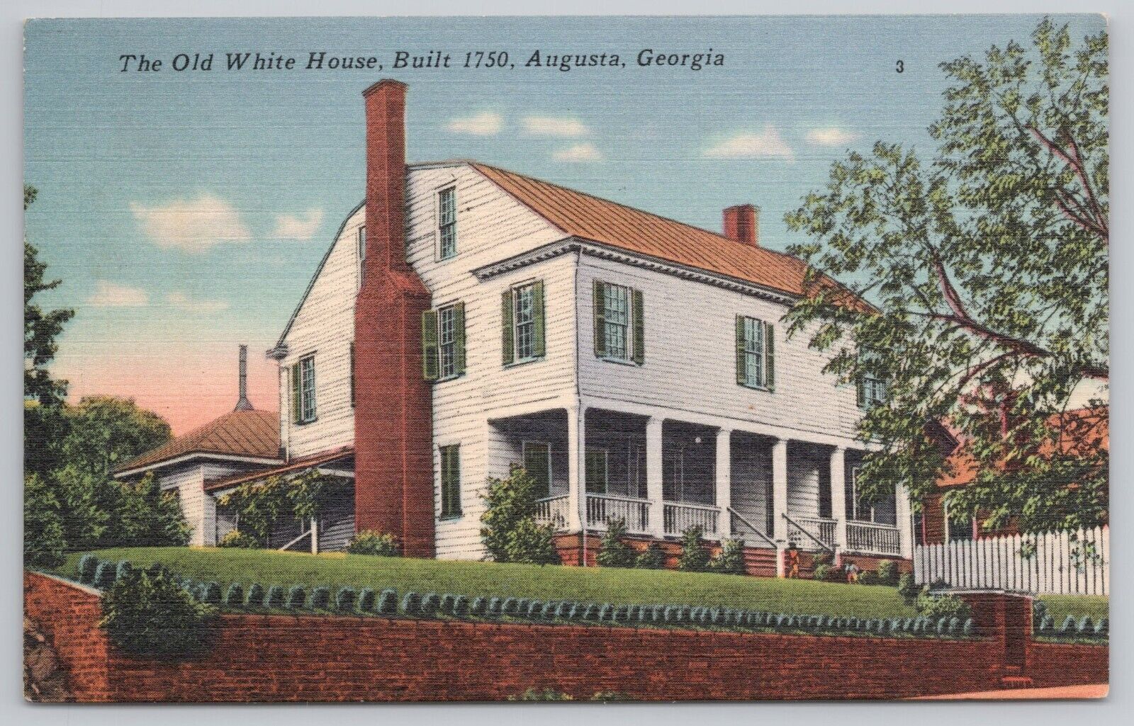 Postcard Old White House Built 1750, Augusta, Georgia