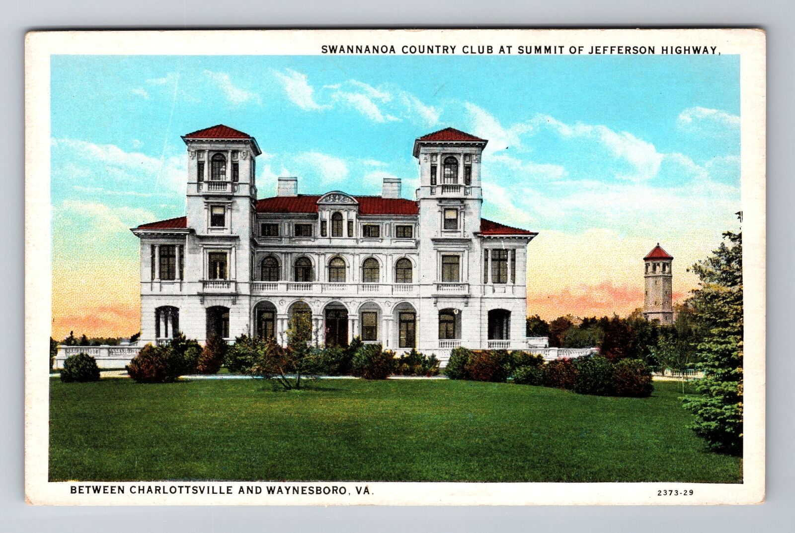 Waynesboro VA-Virginia, Swannoa Country Club, Antique, Vintage Postcard