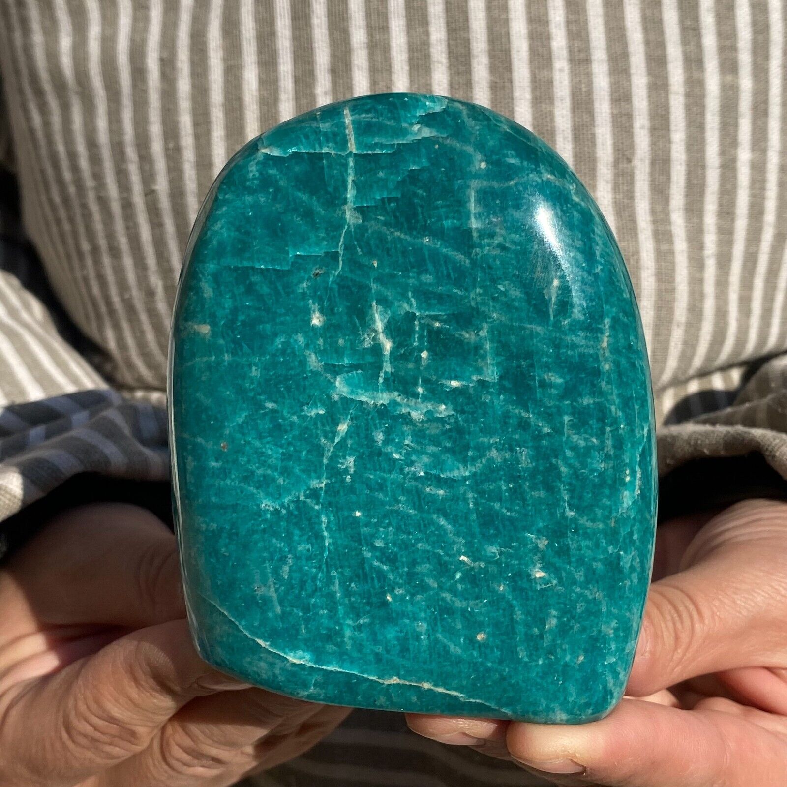 1.1lb A++Large Natural Nice Blue Green Amazonite Starlight Crystal Specimen Heal