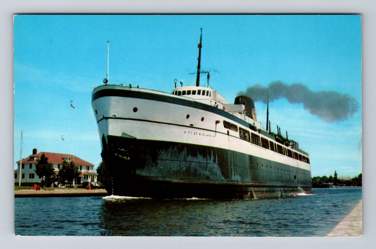 Ludington MI-Michigan, C & O Train Ferry, City of Midland, Vintage Postcard