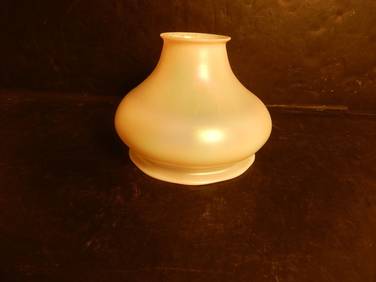 Antique Quezal White Iridescent Bell Shaped Lamp Shade