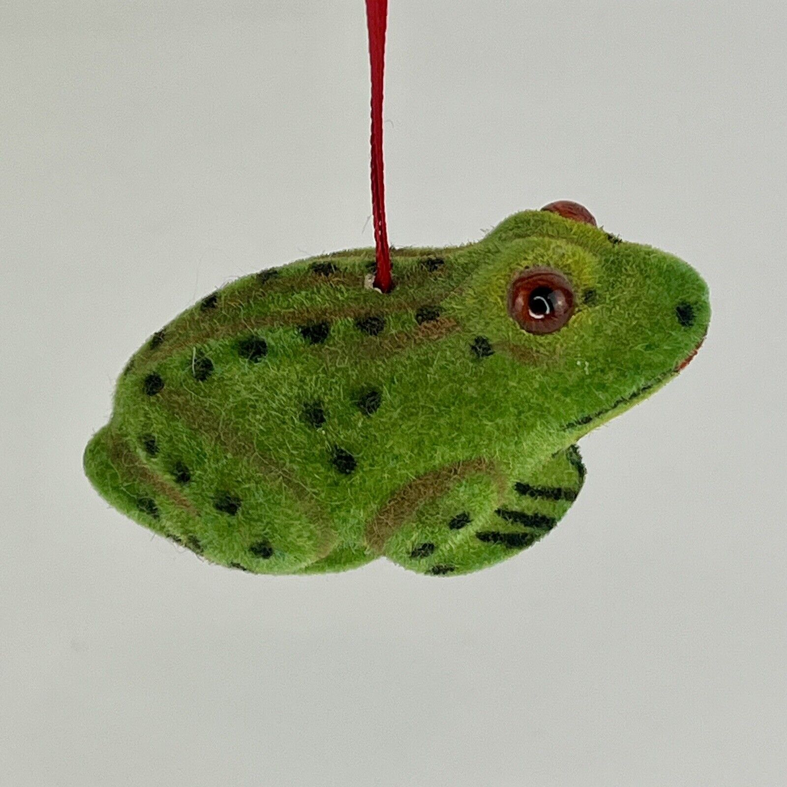 Vtg Handwork Wagner Kustlerschutz Flocked Frog Figurine Mini Ornament Germany