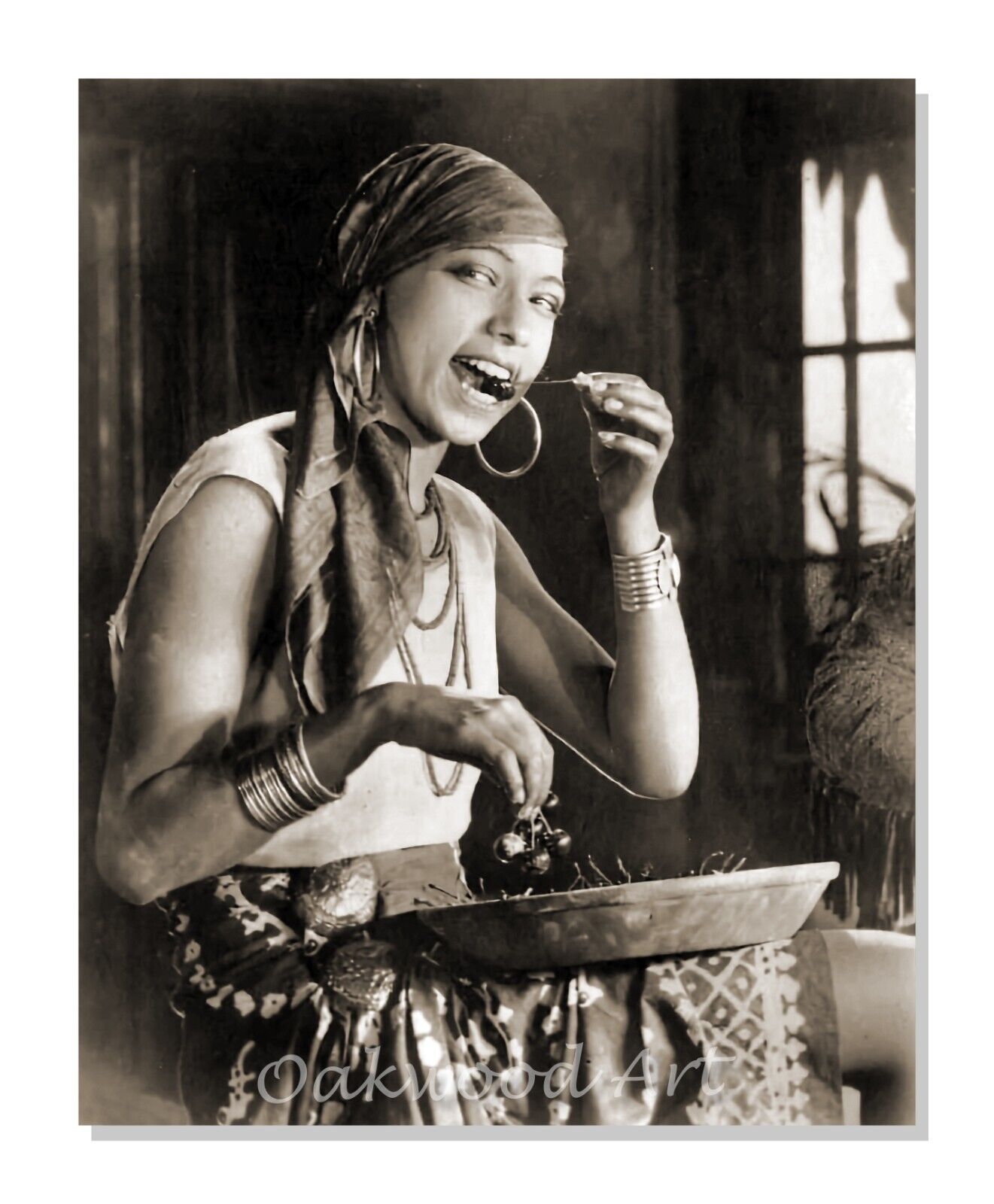 Josephine Baker Eating Cherries - Burlesque Icon - Vintage Photo Reprint