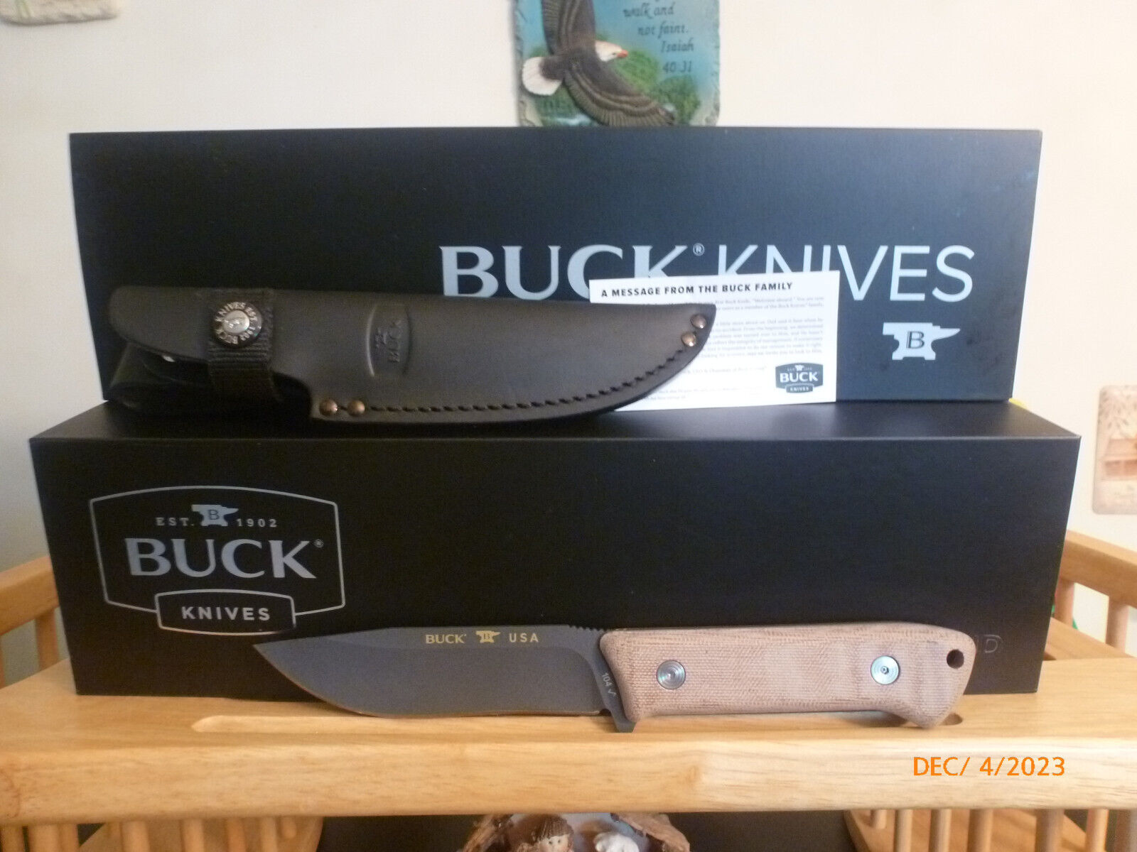 Buck 104BRS1-B Compadre Camp Knife with Leather Sheath USA - New in Box