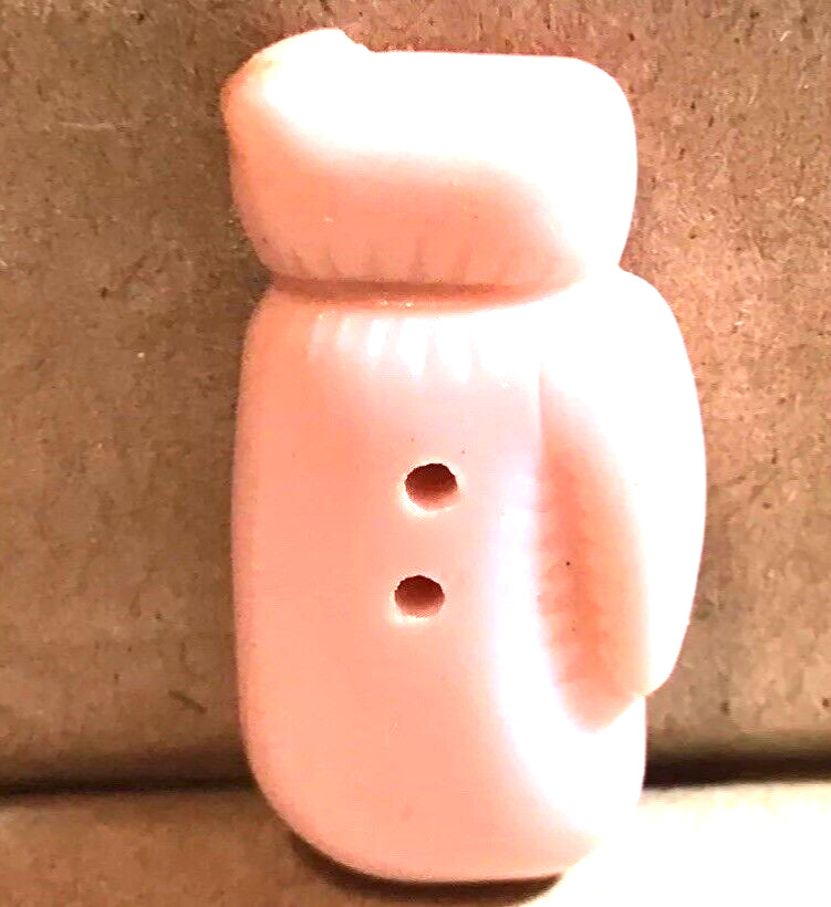 Rare CHUNKY Large Carved Pink MITTEN Plastic Realistic Button 1 1/8” Nice Detail