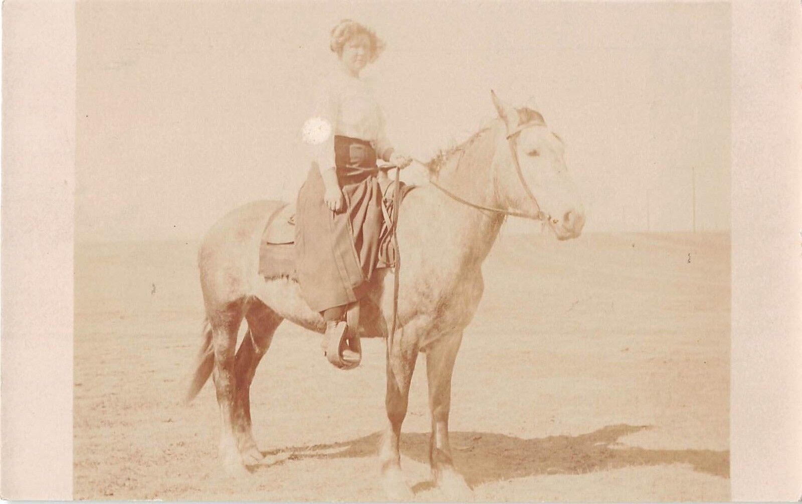 1911 Esther McMurry Woman Sitting On Horse Real Photo RPPC Postcard