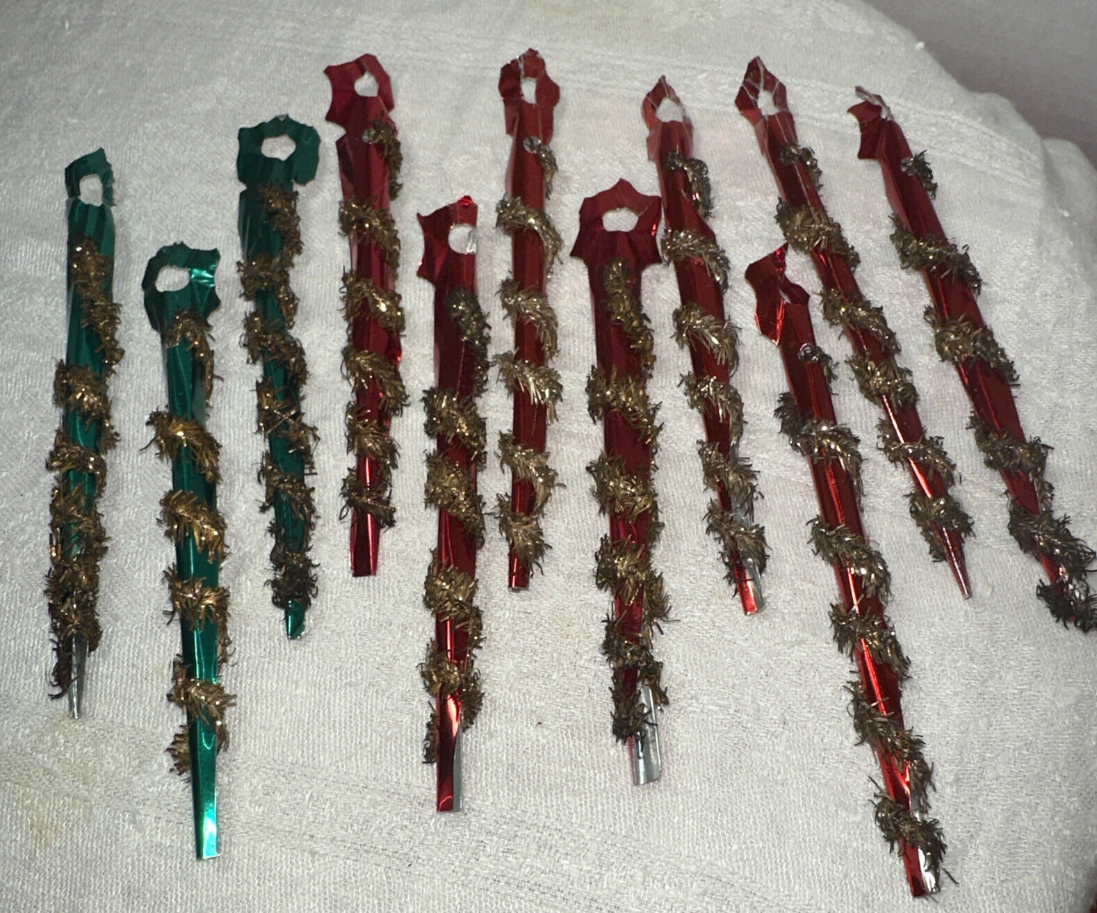 VINTAGE Icicles Christmas TREE Ornaments Twists Lot of 11 1950\'s 1960\'s