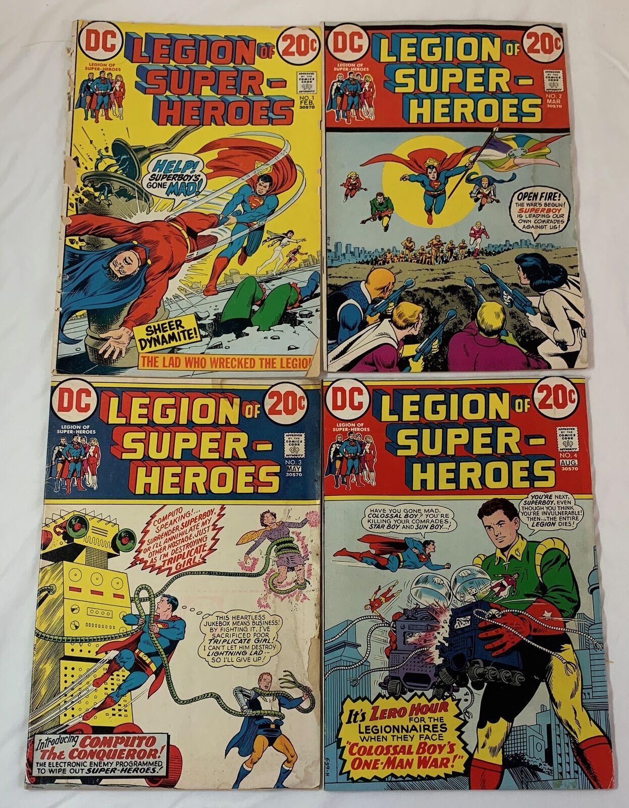 1973 DC Comics LEGION OF SUPER HEROES #1 2 3 4 ~ FULL SET low grade