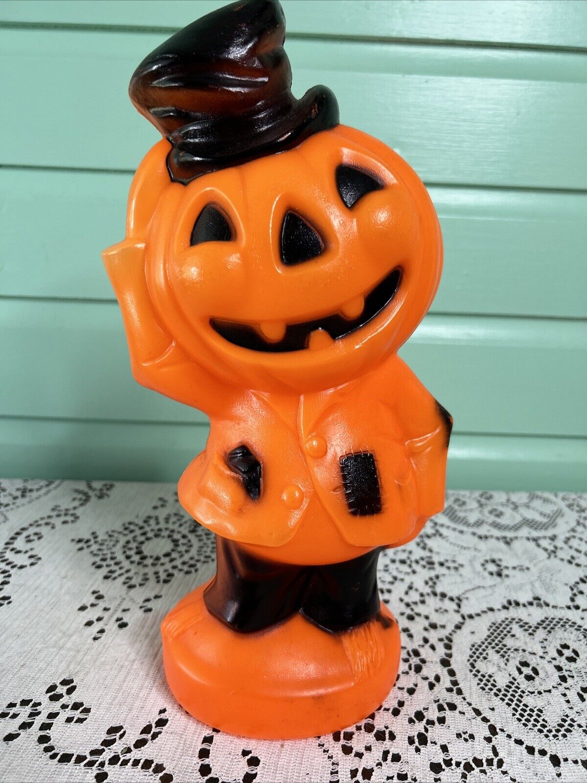 Vintage Empire Plastic 1969 Pumpkin Man Halloween Blow Mold 14\