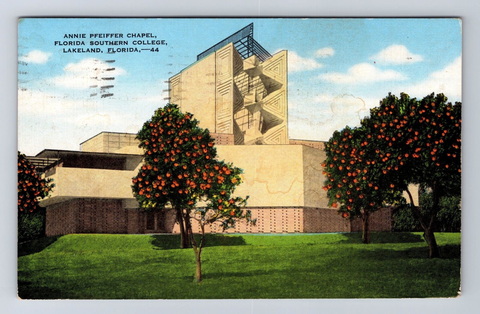 Lakeland FL-Florida, Florida Southern College, Chapel, Vintage c1950 Postcard
