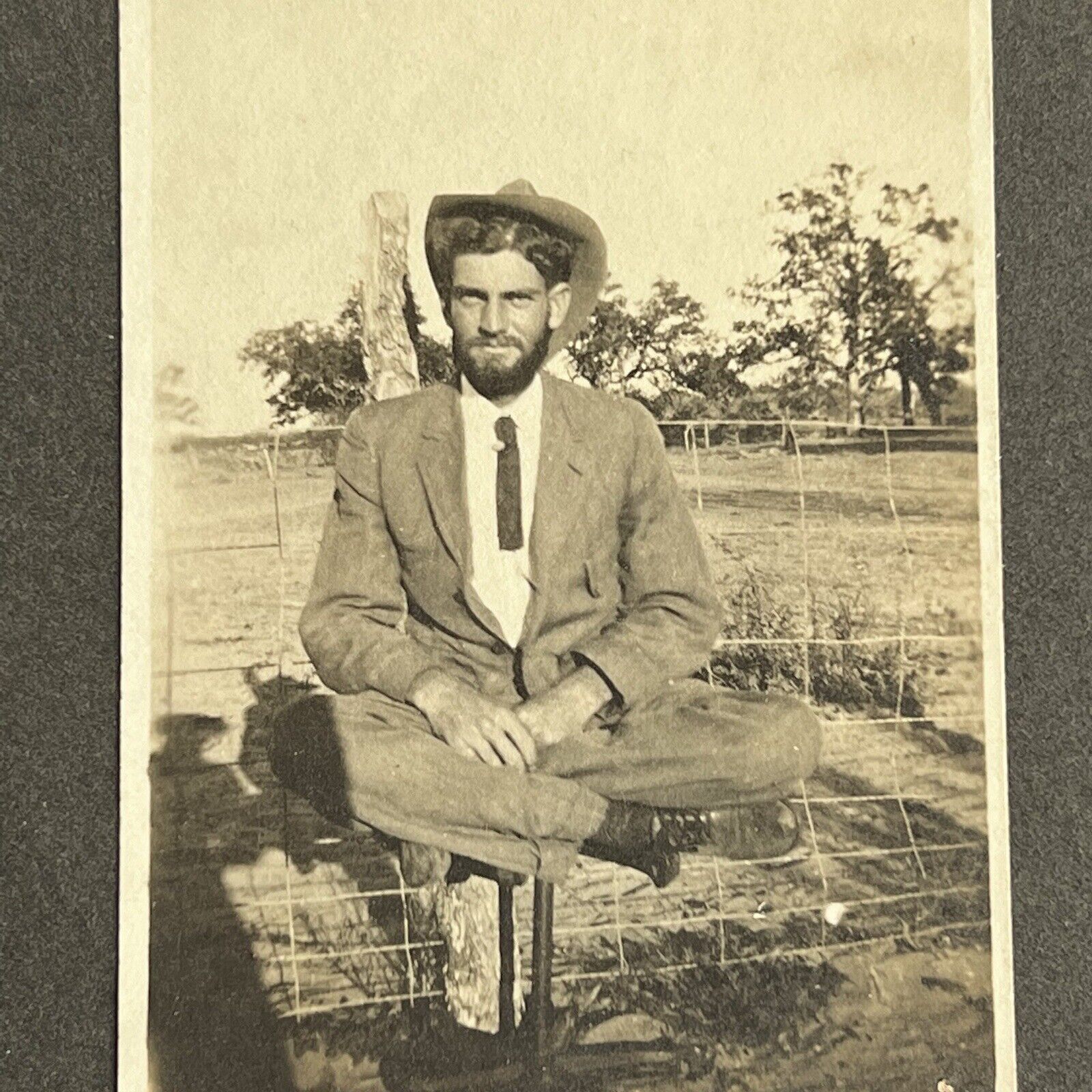 Antique Cabinet Card Photograph Floating Man Trick Photo Magic Handsome Cowboy