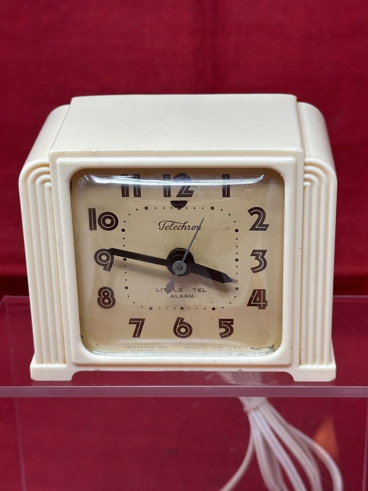 VTG Telechron 7HA137 Little Tel Art Deco Electric Alarm Clock 1940s-1950s Works
