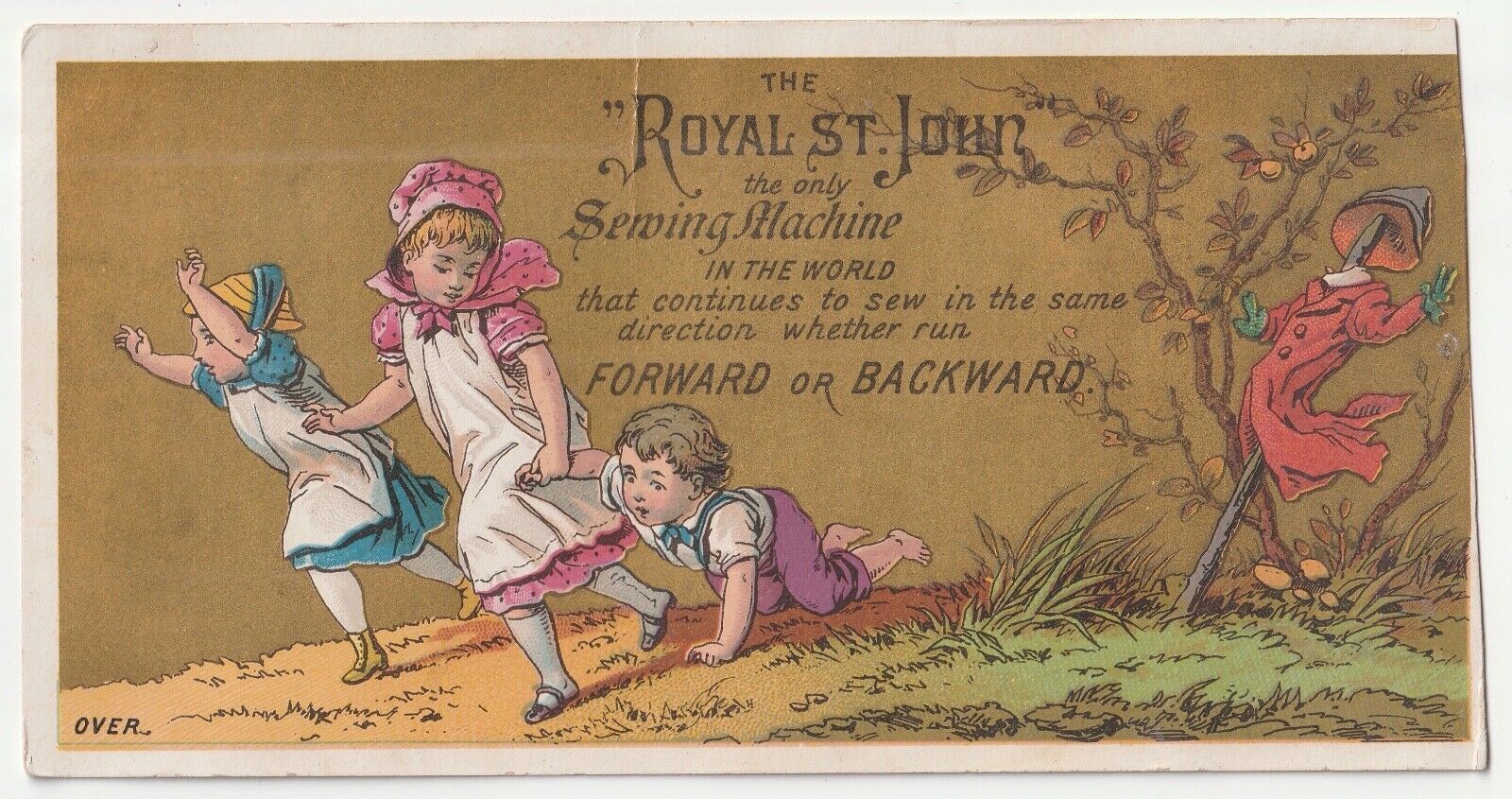 c1880s Royal St John Sewing Machine Song Spooky Scarecrow Victorian Trade Card