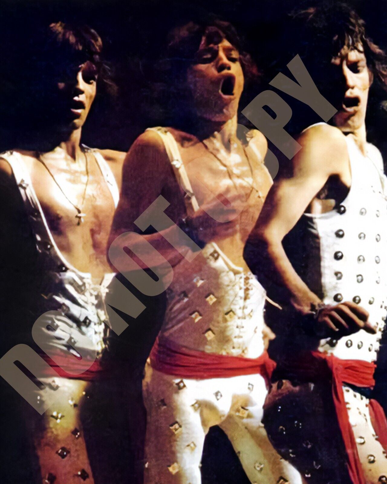 1971 Triple Mick Jagger Rolling Stones In Concert During Tour 8x10 Photo