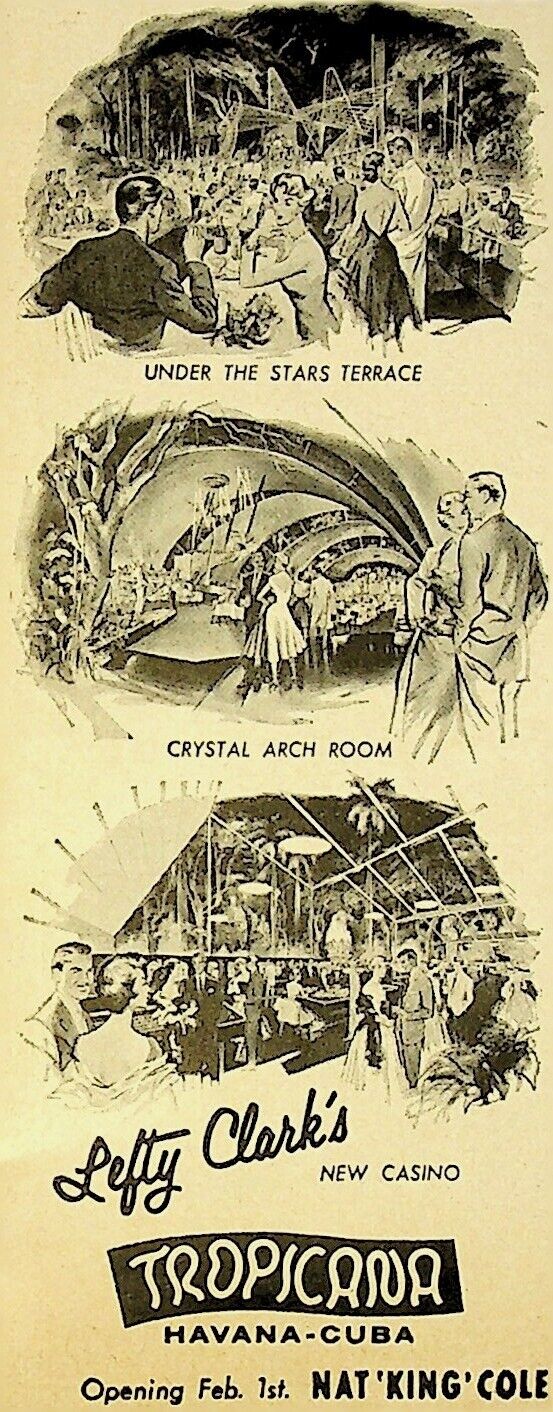 Lefty Clark\'s New Casino at the Tropicana Havana Cuba 1956 Vintage Print Ad