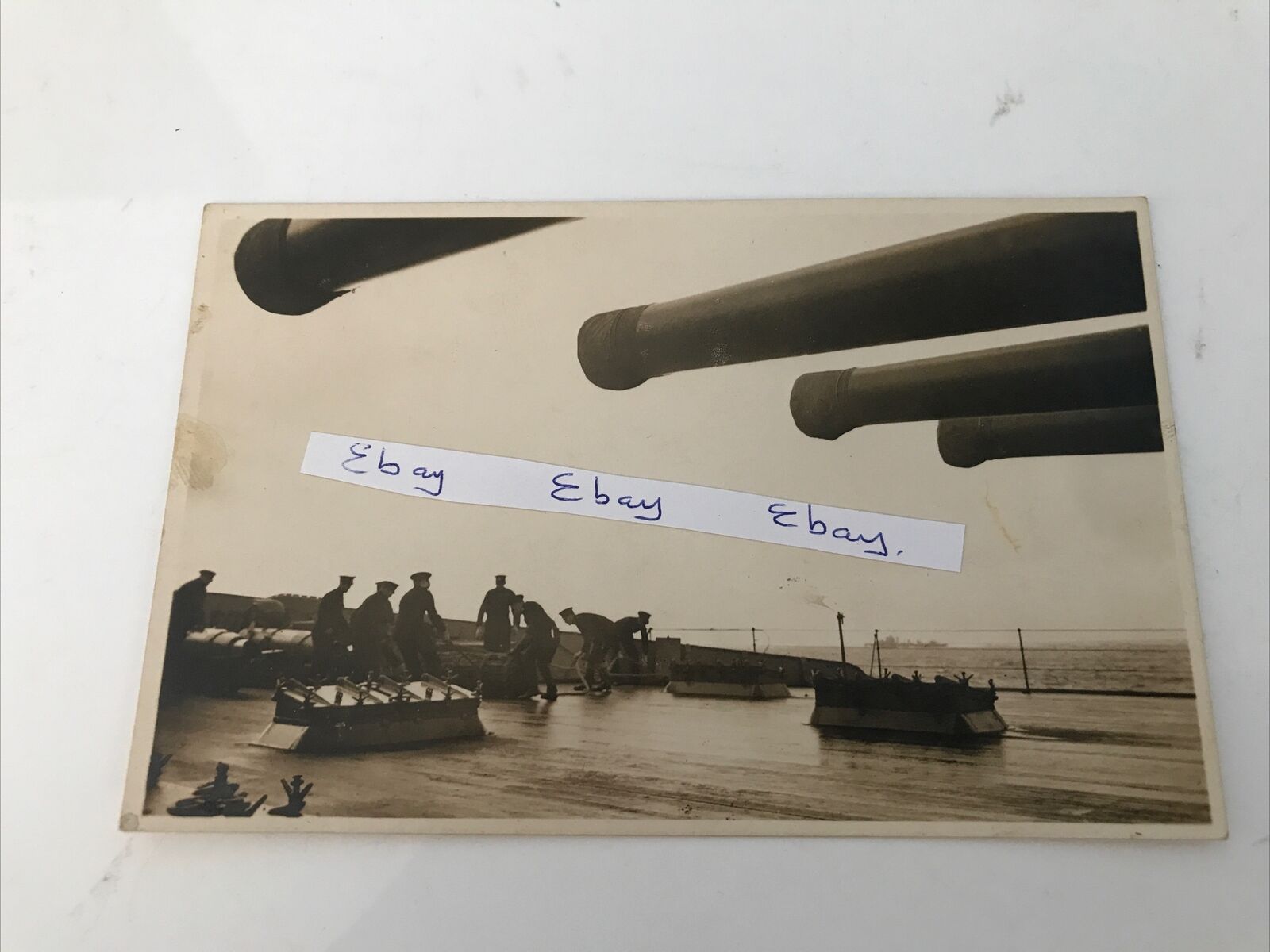 WW2 HMS Duke of York Photo Foredeck Sailors with Rope Artic Convoy Duties