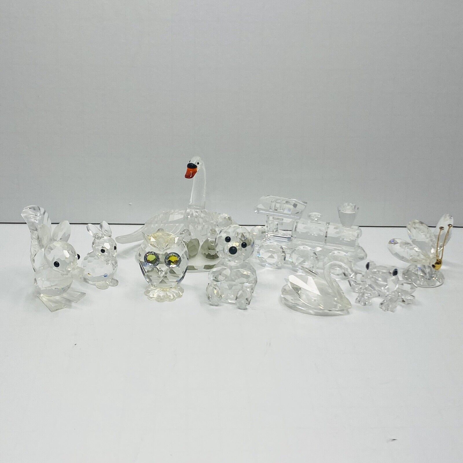 Swarovski Crystal Figurines Lot Of 9 With Boxes Animals Train