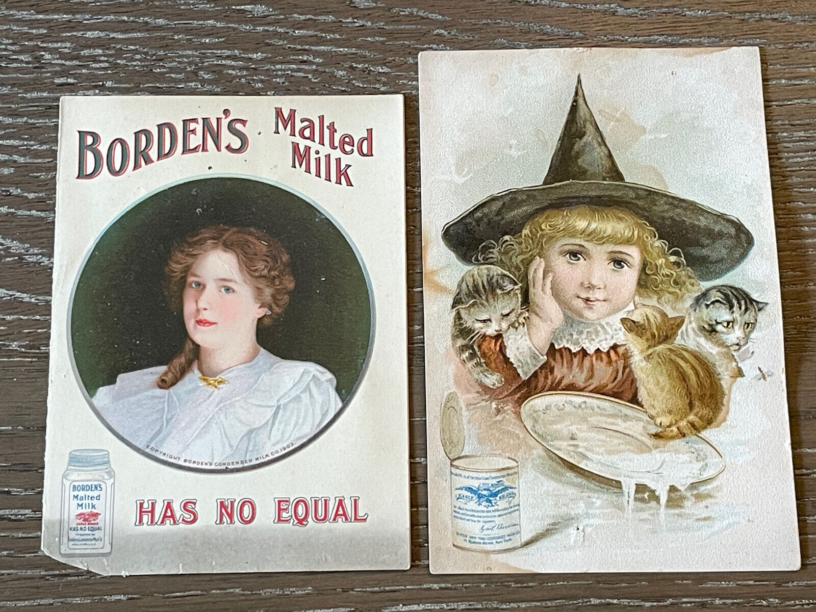 2 Vintage Bordens Advertising Ephemera,Eagle,Malted Milk