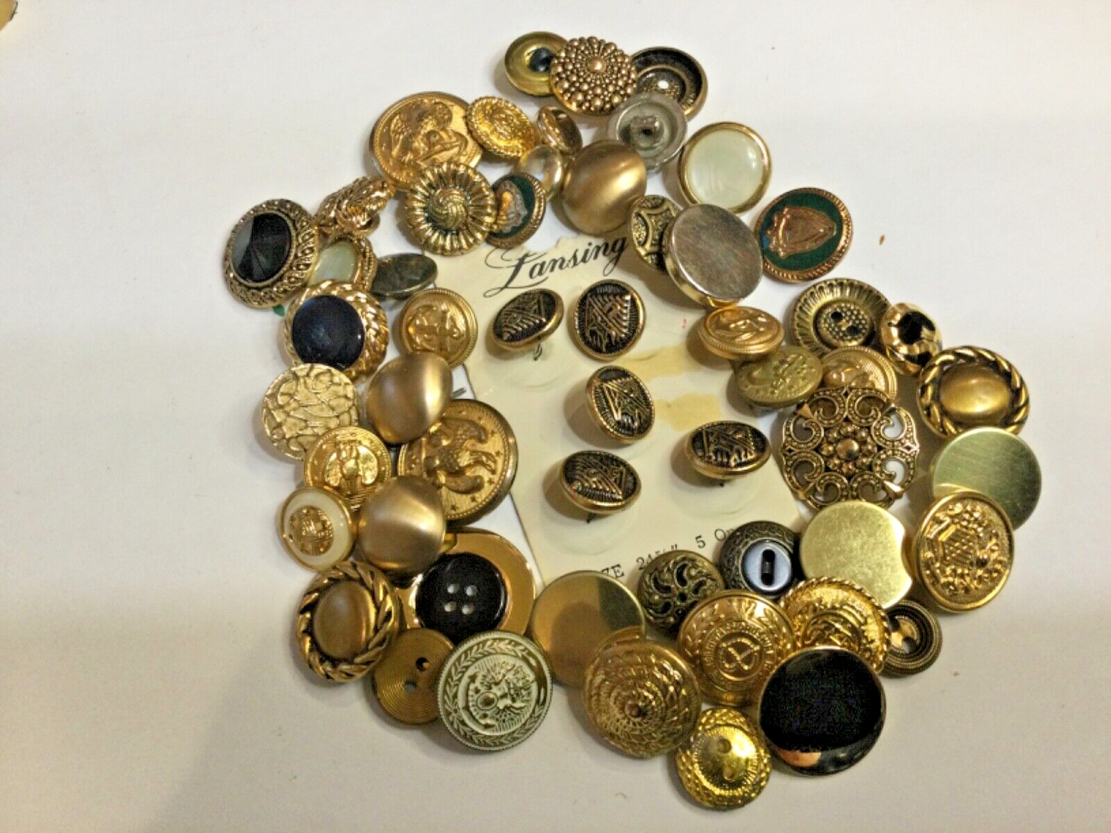 Lot Of 55 Gold Tone Vintage And New Buttons Craft Supplies