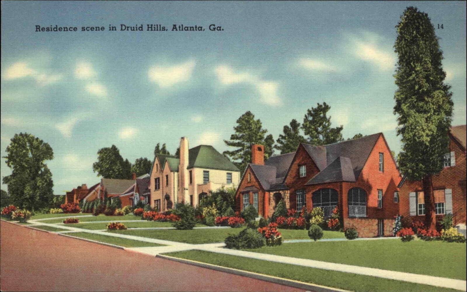 Atlanta Georgia GA Druid Hills Residence c1940s Linen Postcard