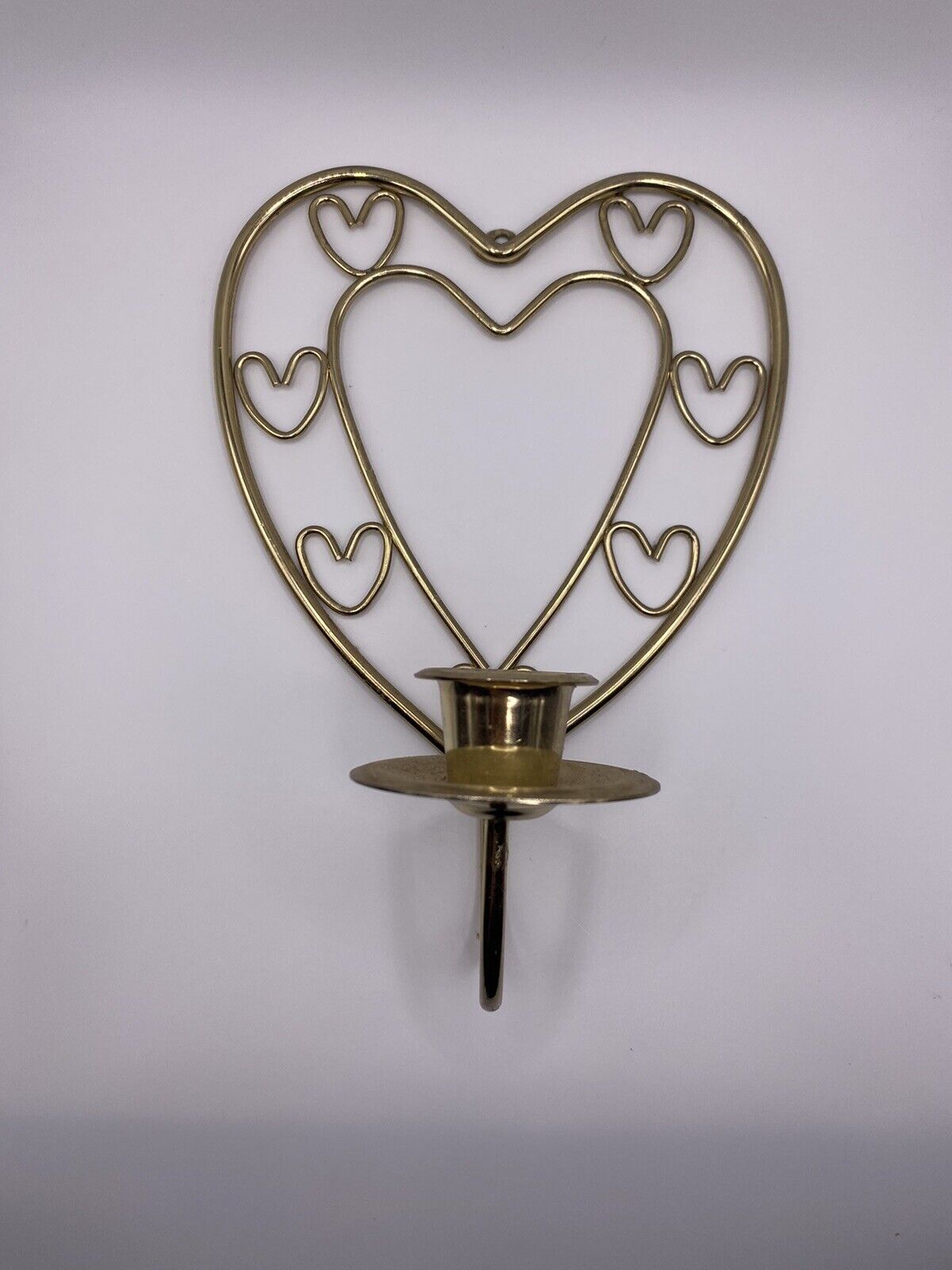 Vintage Metal Heart Taper Candle Wall Sconce