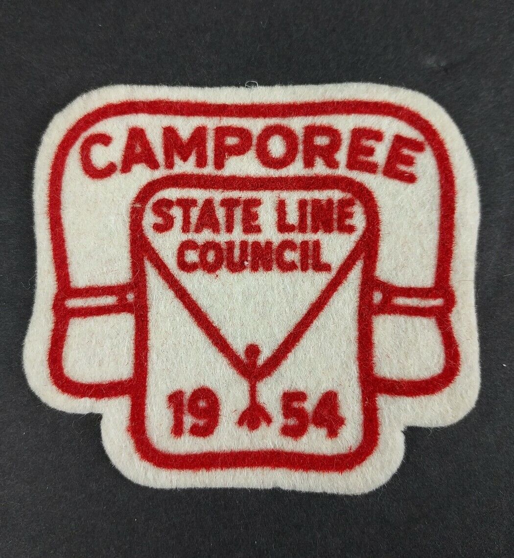 Vintage 1954 Camporee State Line Council Boy Scout Felt Patch BSA Near Mint