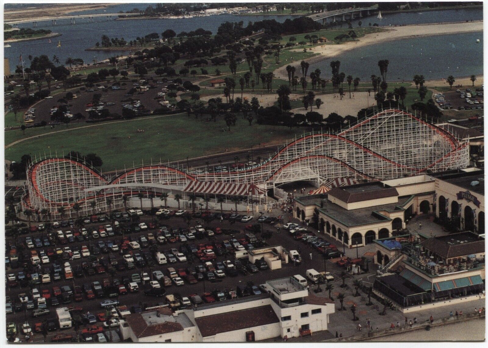 Postcard Chrome Amusement Park Belmont Park, Mission Beach, CA, Giant Dipper