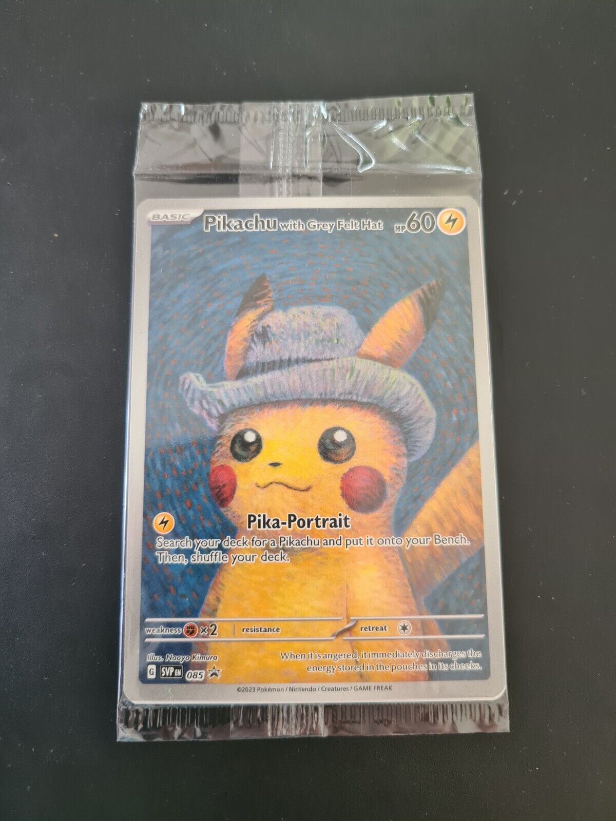 Pikachu with Grey Felt Hat #085 Pokemon Promo Card Van Gogh Museum (Seal)