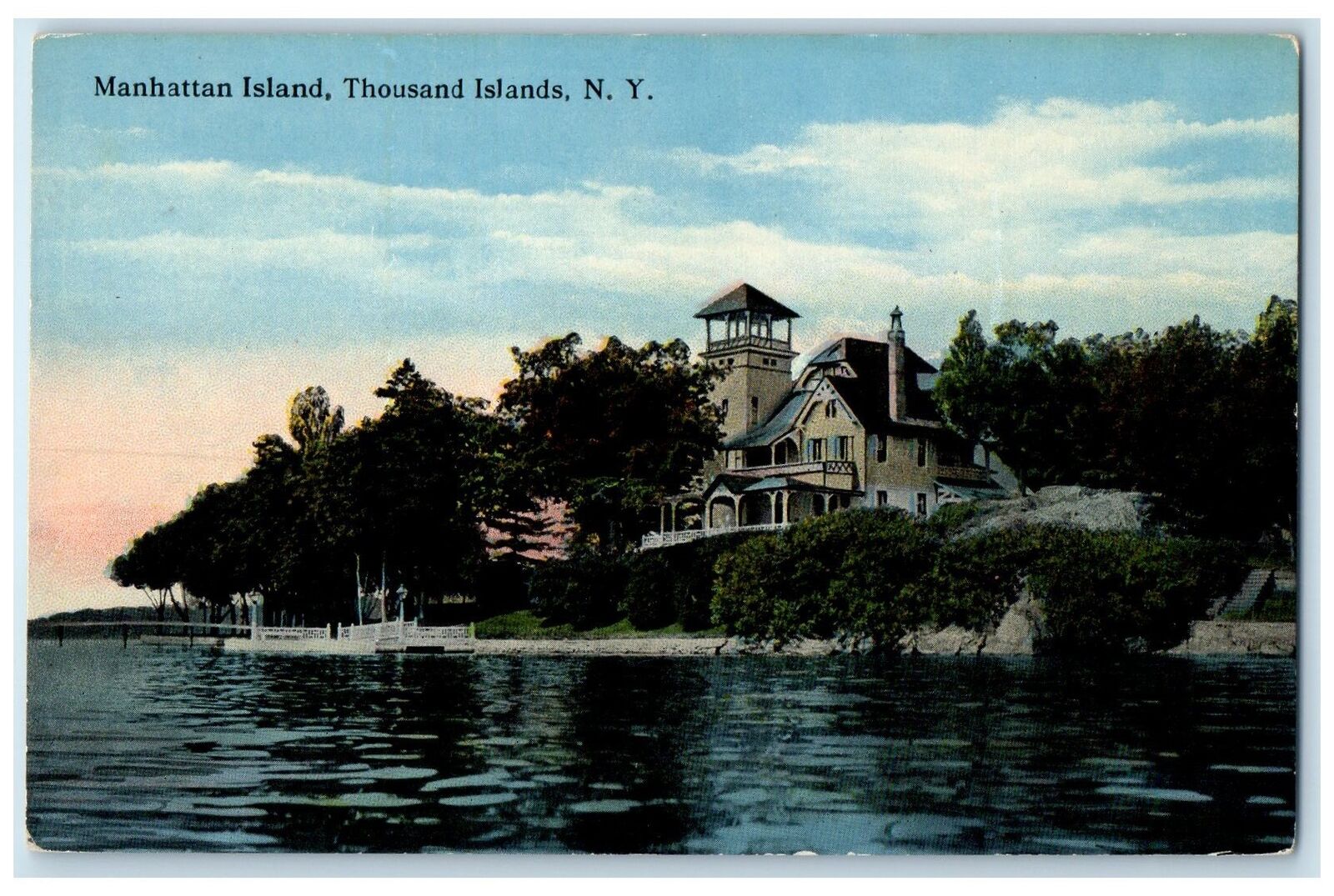 c1910s Manhattan Island Thousand Islands New York NY Unposted Residence Postcard