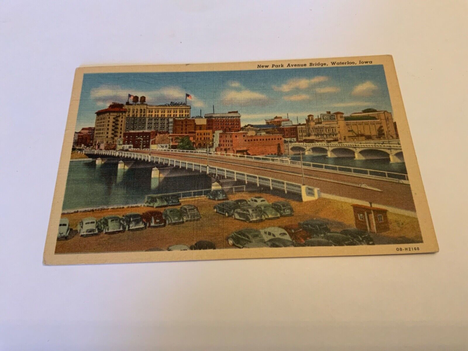 Waterloo, Iowa ~ New Park Avenue Bridge - 1940s Vintage Linen Postcard