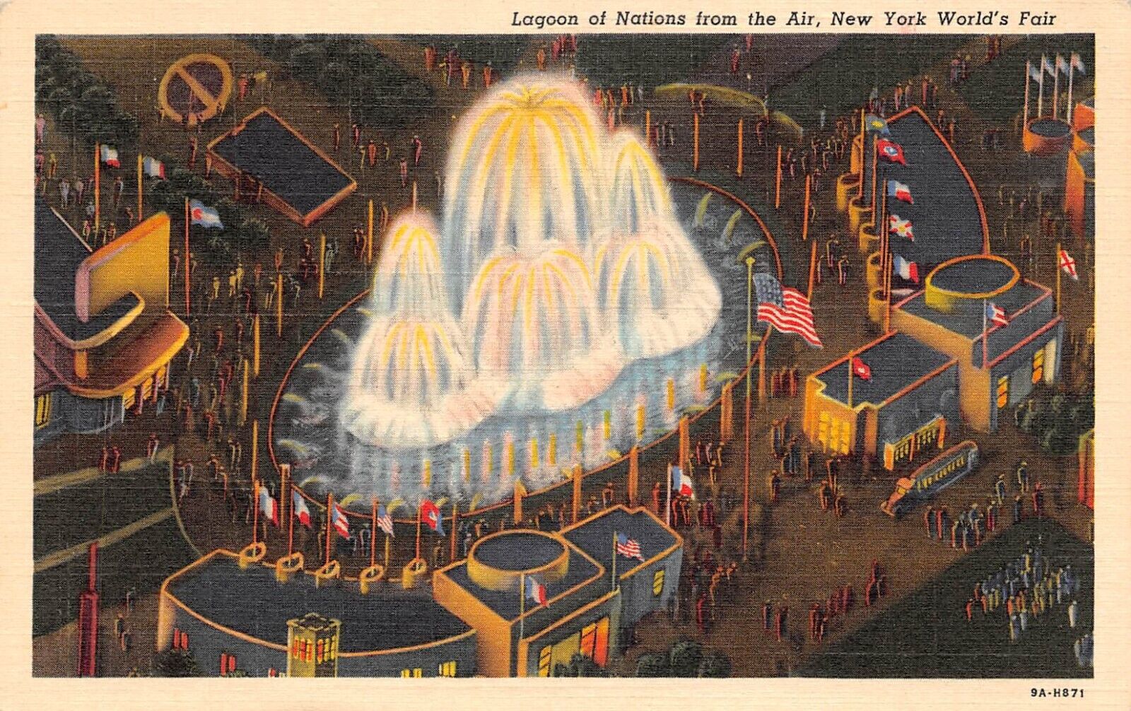 Lagoon of Nations From The Air New York World's Fair 1940 Postcard