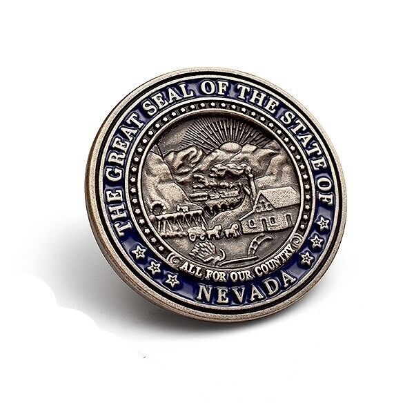 GREAT SEAL OF THE STATE OF NEVADA BLUE   HAT LAPEL  PIN