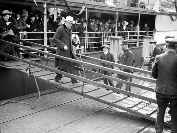 Winston Churchill disembarking at Calais 1912 Old Photo