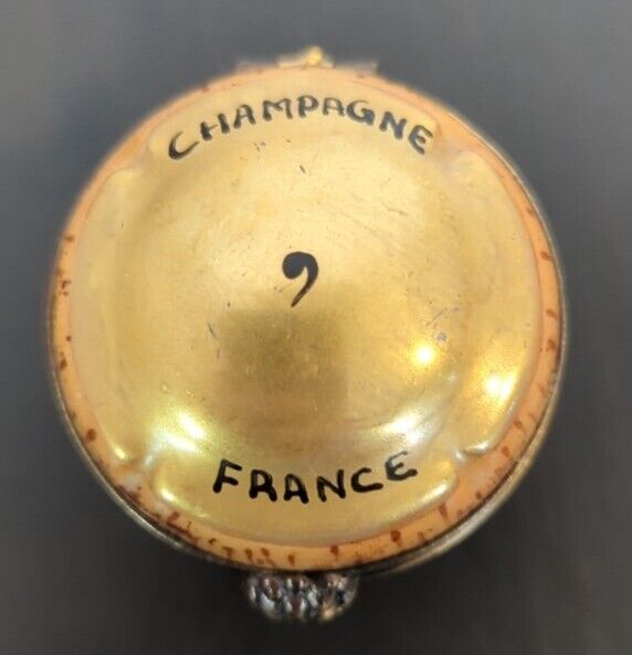 RARE Limoges Champagne Cork Trinket Box - Hand-Painted Porcelain