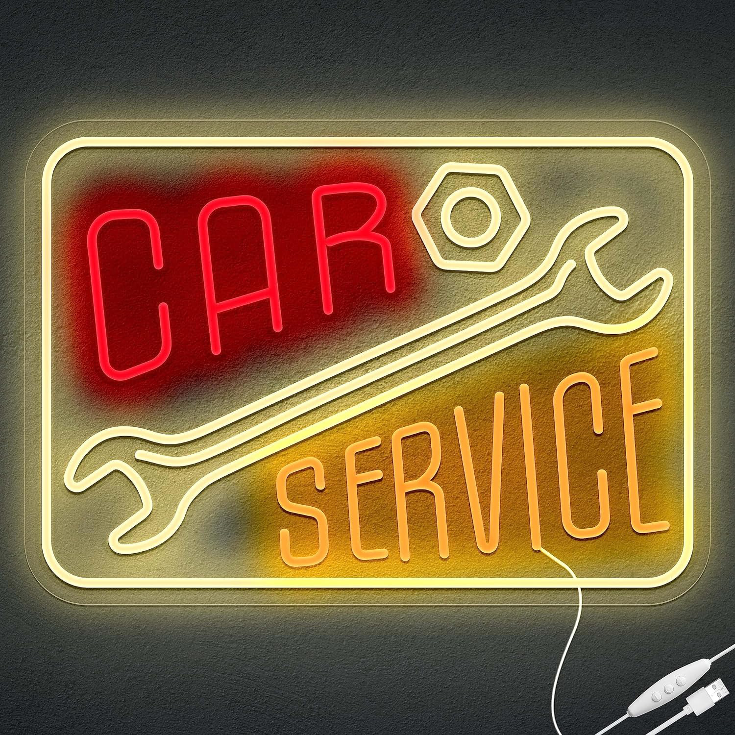 Car Service Neon Sign for Garage DecorDimmable USB LED Car Sign Neon Light