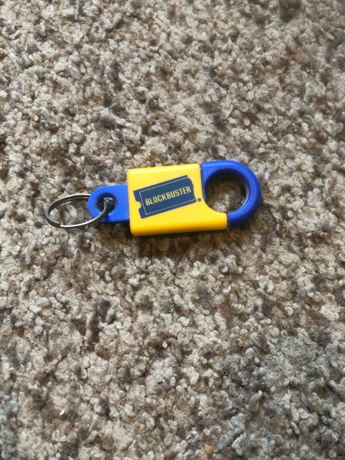 Vintage Blockbuster Video Store Keychain Key Ring Blue/Yellow  Ticket Logo