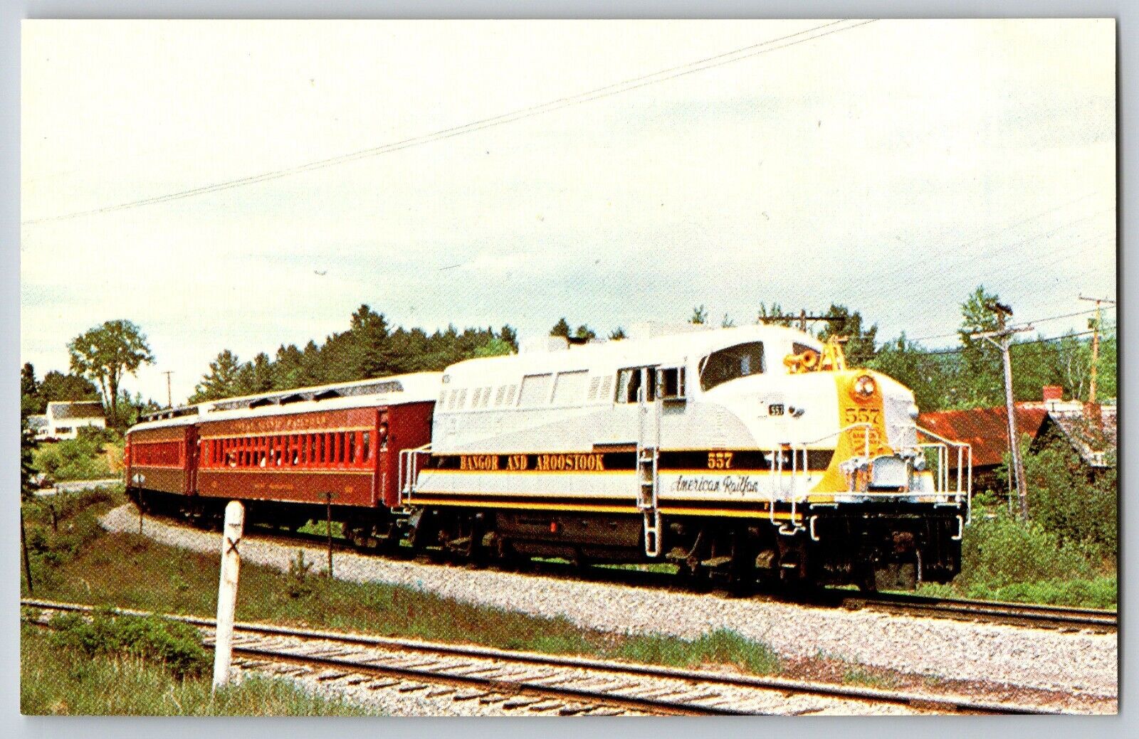 Brownville, Maine ME - Bangor & Aroostook Railroad #557 Train - Vintage Postcard