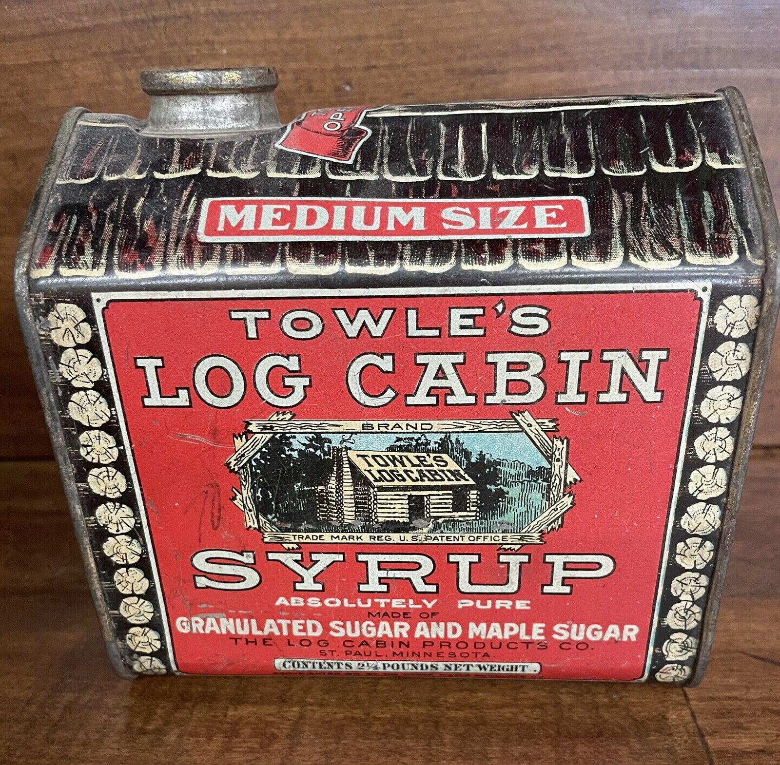 Antique Towle’s Log Cabin Syrup Tin