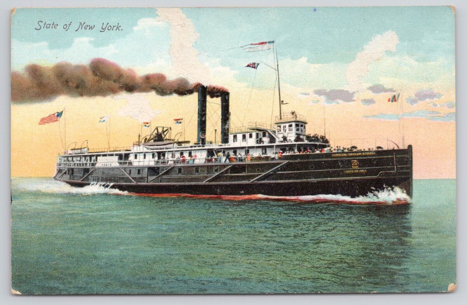 c 1910 Steamer S.S. State of New York Steamship Antique Postcard