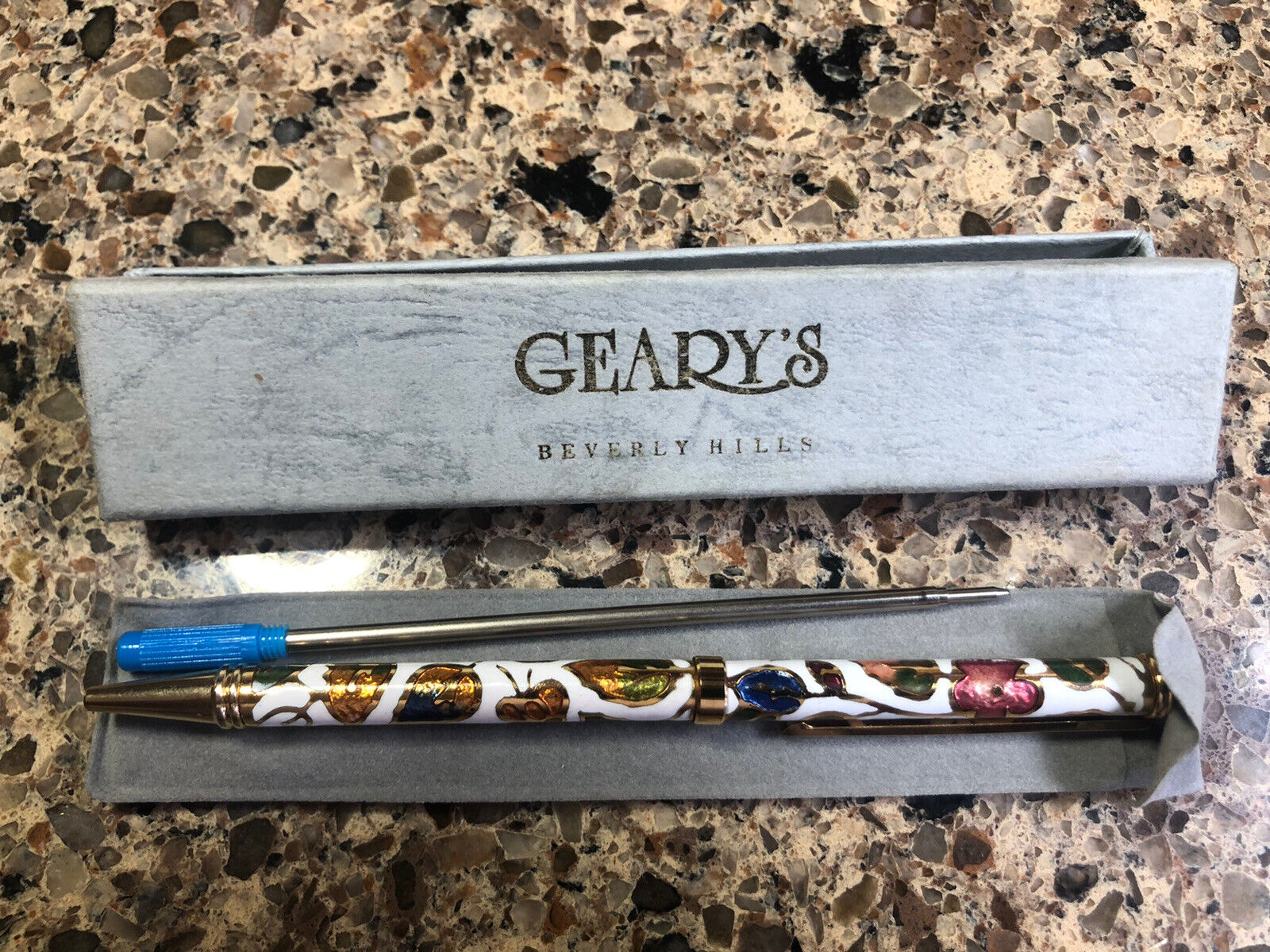 Vintage Gold Tone Floral Flowers Leaf Ballpoint Ink Pen - Geary’s