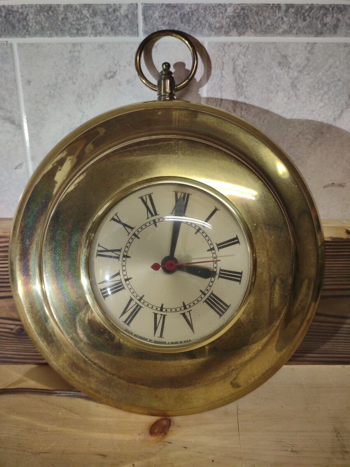 Lancashire Synchronous Brass Electric Wall Clock 1960\'s hardwired 