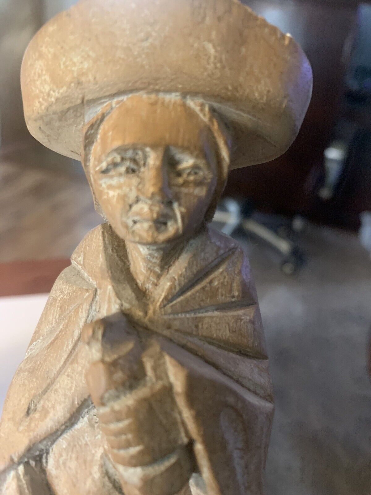 Hand Carved Latin American Folk Art Wooden Mexican Man