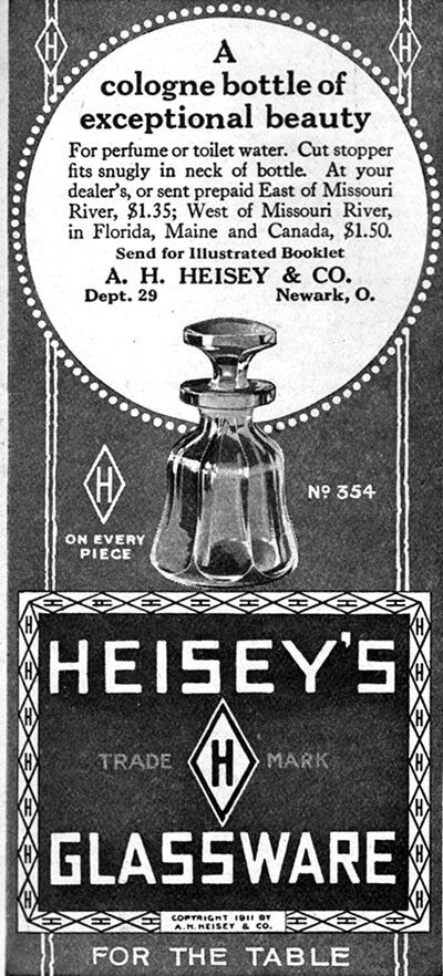 Heisey Glassware COLOGNE BOTTLE Cut Stopper CRYSTAL Original 1917 Magazine Ad