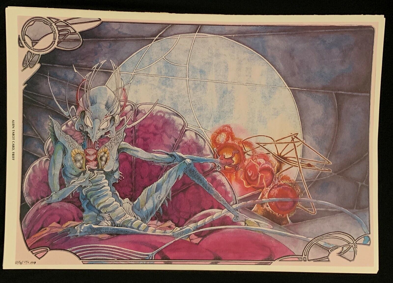 Science Fiction Portfolio Lithograph 1979 11x16 Alien Tarot Card by FREFF