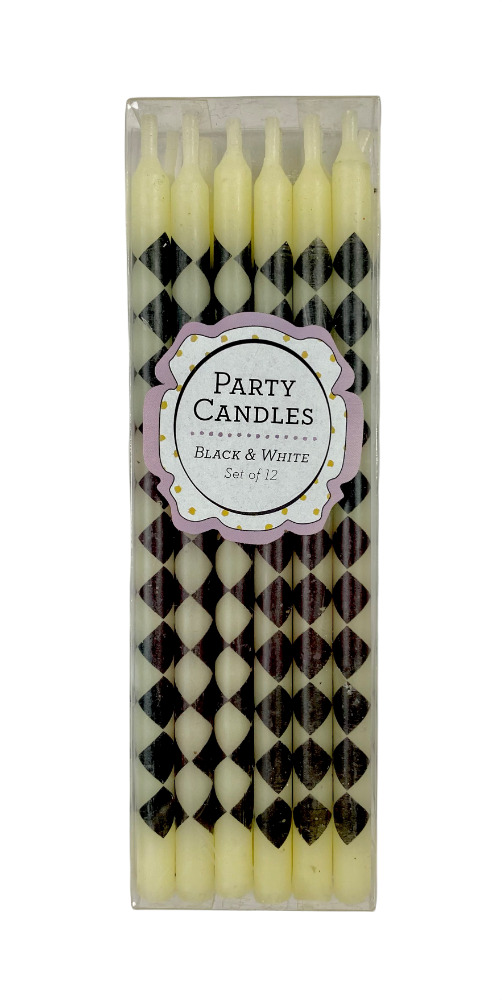 MACKENZIE CHILDS SET OF 12 PARTY CANDLES COURTLY CHECK 5.75\